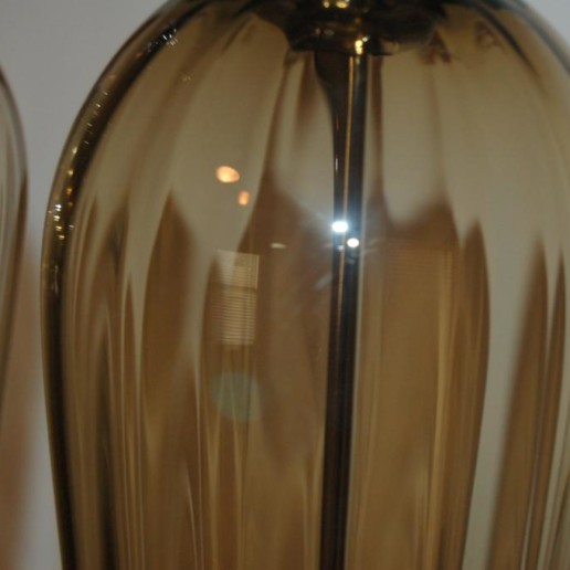 Hand Blown Pair of Glass Lamps by Joe Cariati in Bronze