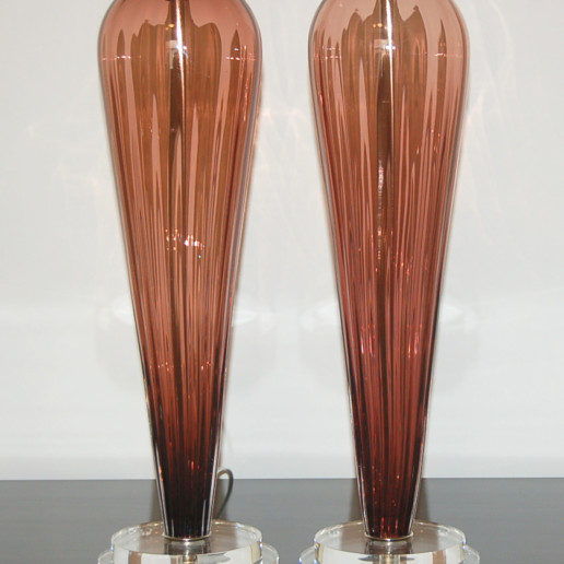Hand Blown Pair of Glass Lamps by Joe Cariati in Rust
