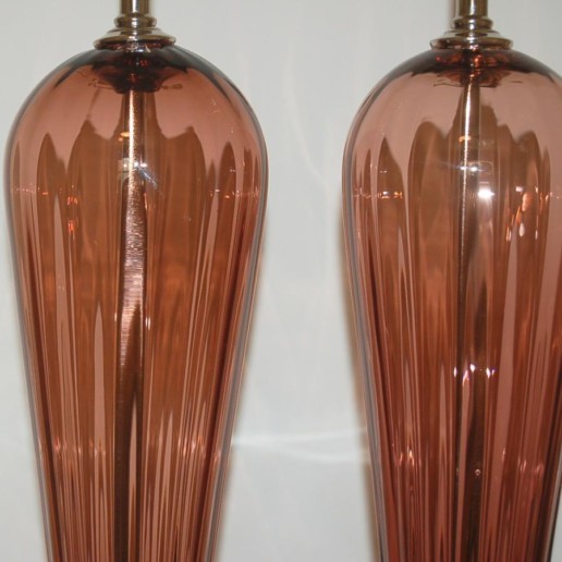 Hand Blown Pair of Glass Lamps by Joe Cariati in Rust