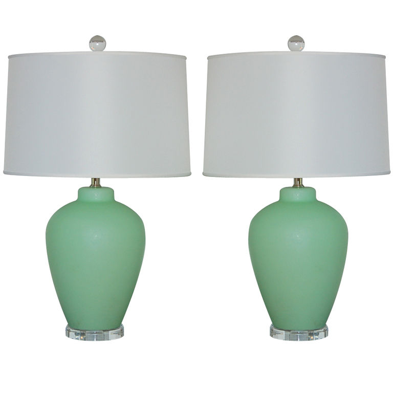 Vintage Murano Lamps In Mint Green On, Mint Green Bedside Lamp