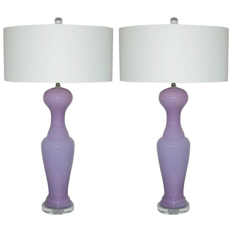 Murano Ballerina Glass Table Lamps of Lavender