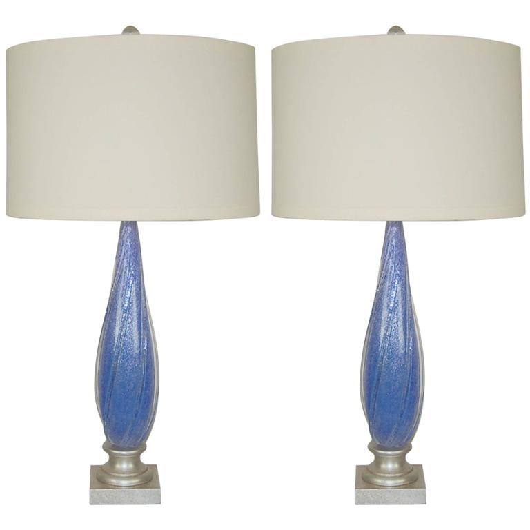 Murano Glass Table Lamps In Cobalt Blue, Murano Glass Table Lamp Base